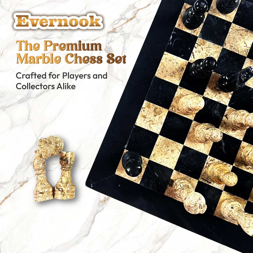 Black & Cream Marble Chess Set