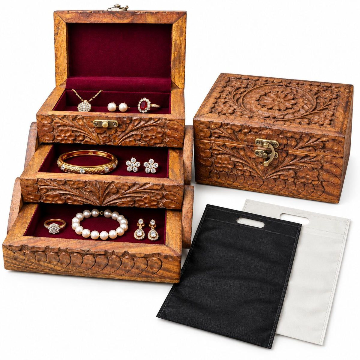 3-Layer Jewelry Box – Elegant Multi-Level Jewelry Organizer & Storage Case