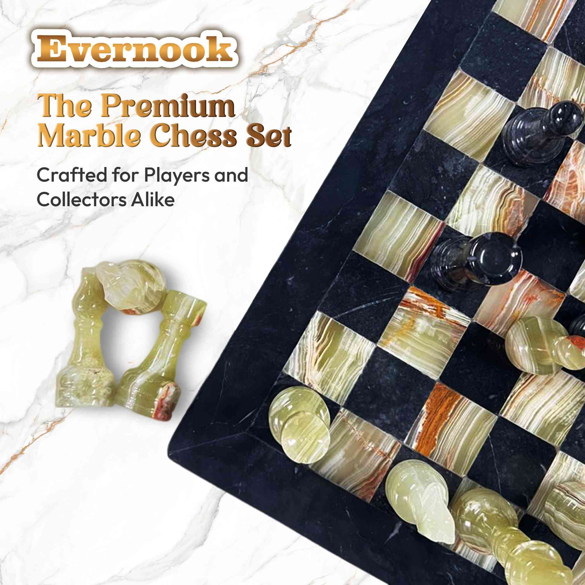 Black & Green Marble Chess Set
