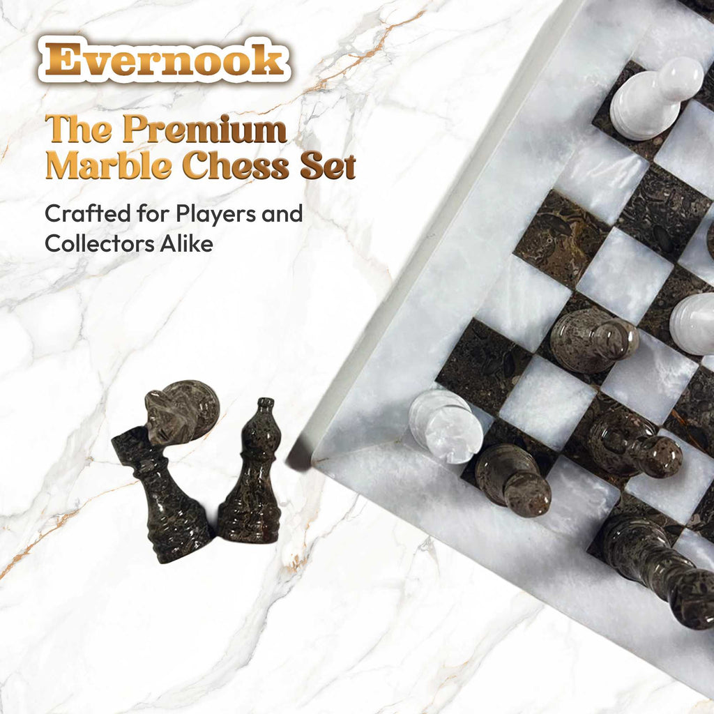 White Onyx & Cream Marble Chess Set