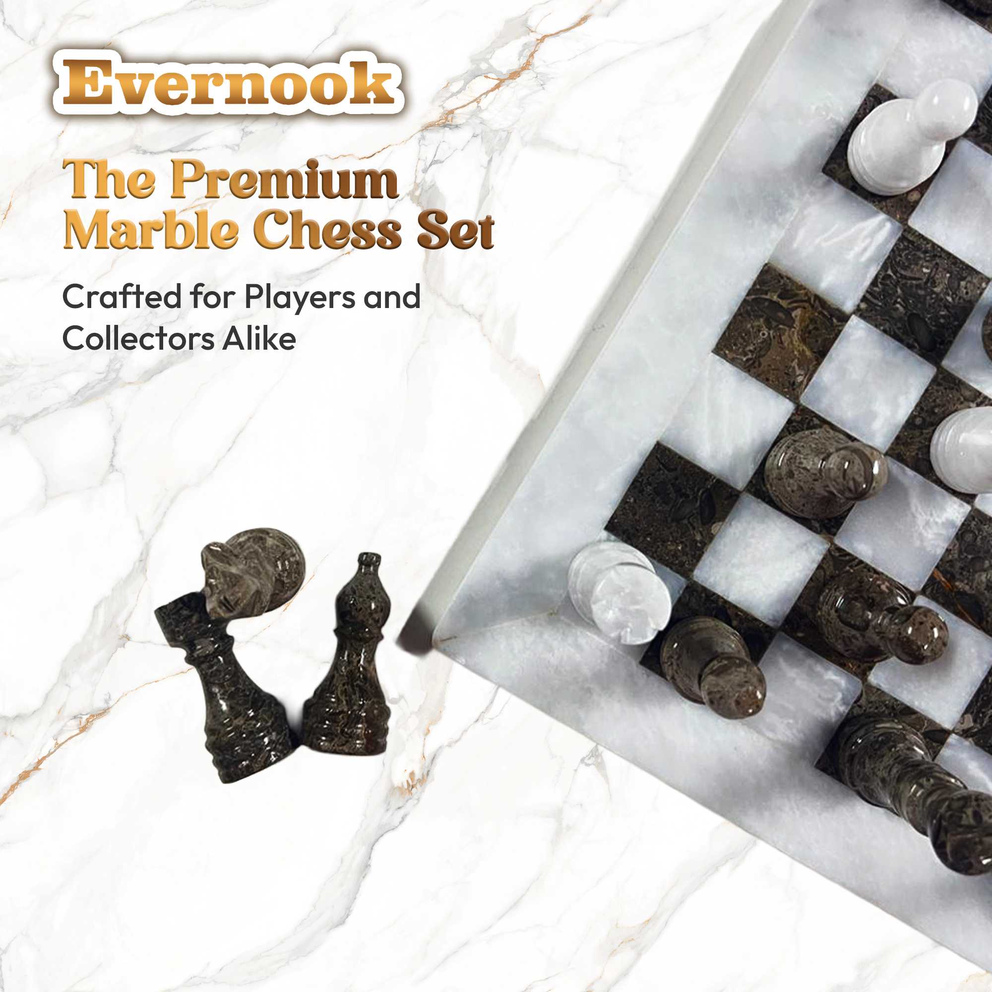 White Onyx & Cream Marble Chess Set