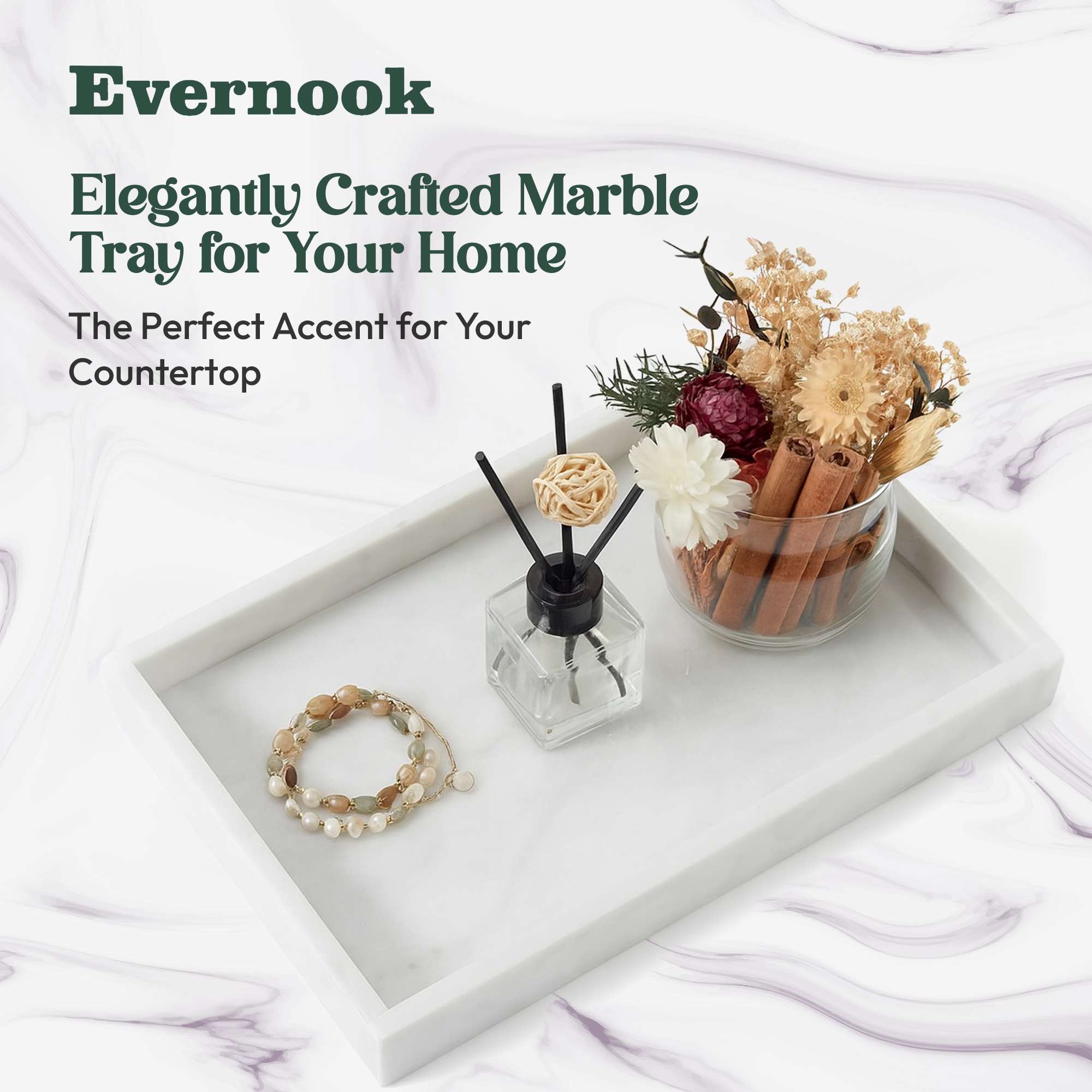 White Marble Vanity Multipurpose Tray