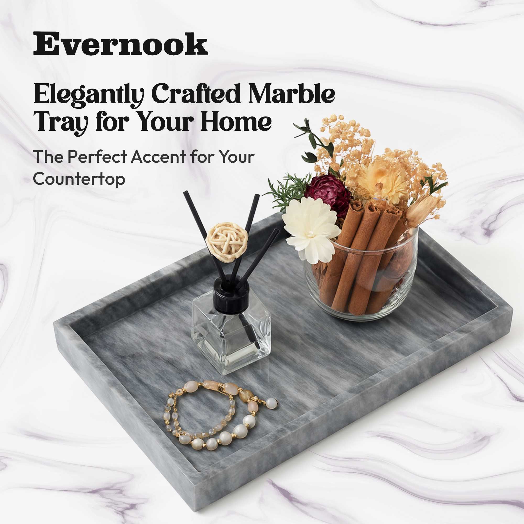 Grey Marble Vanity Multipurpose Tray