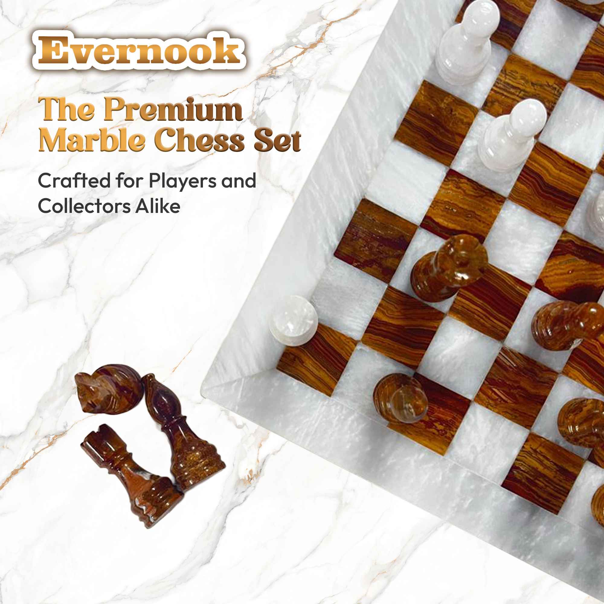 White & Rose Marble Chess Set