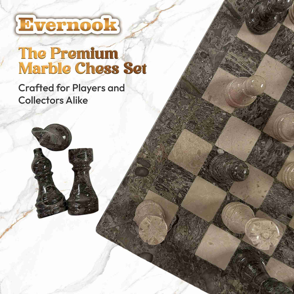Veined Onyx & Cream Marble Chess Set