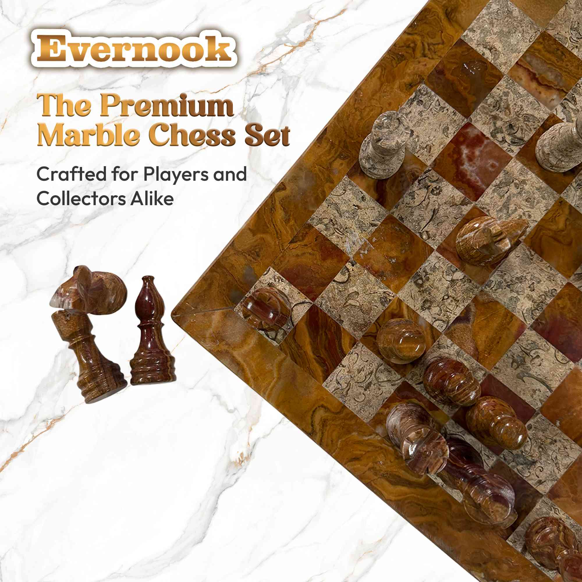 Red & Cream Marble Chess Set