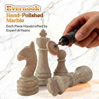 Veined Onyx & Cream Marble Chess Set