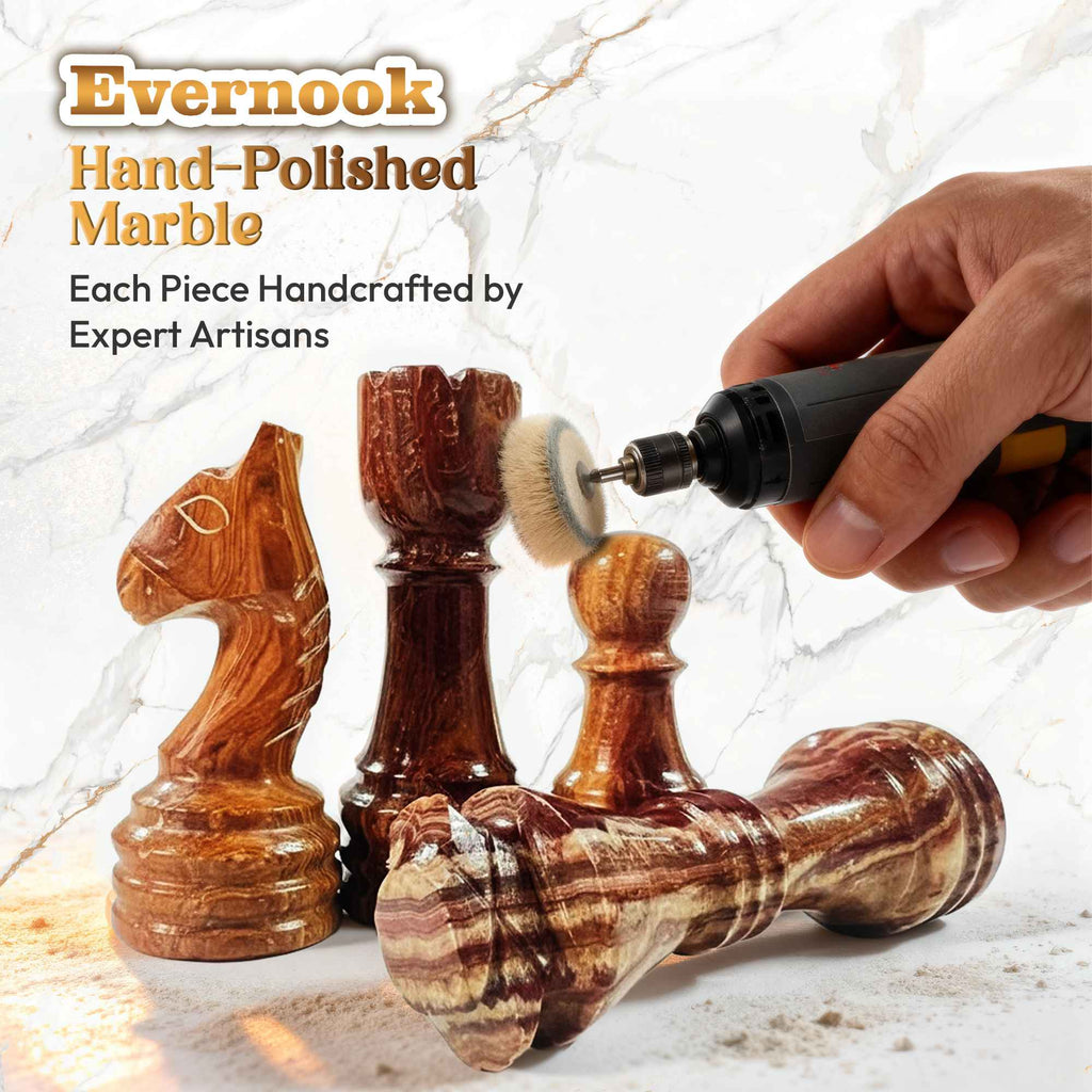 Cream & Rose Marble Chess Set