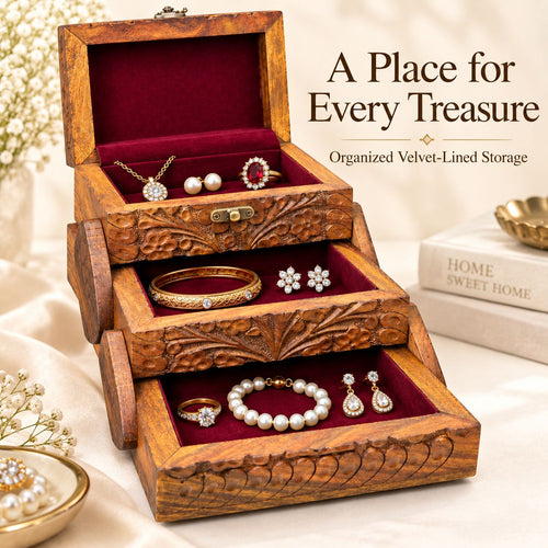 3-Layer Jewelry Box – Elegant Multi-Level Jewelry Organizer & Storage Case