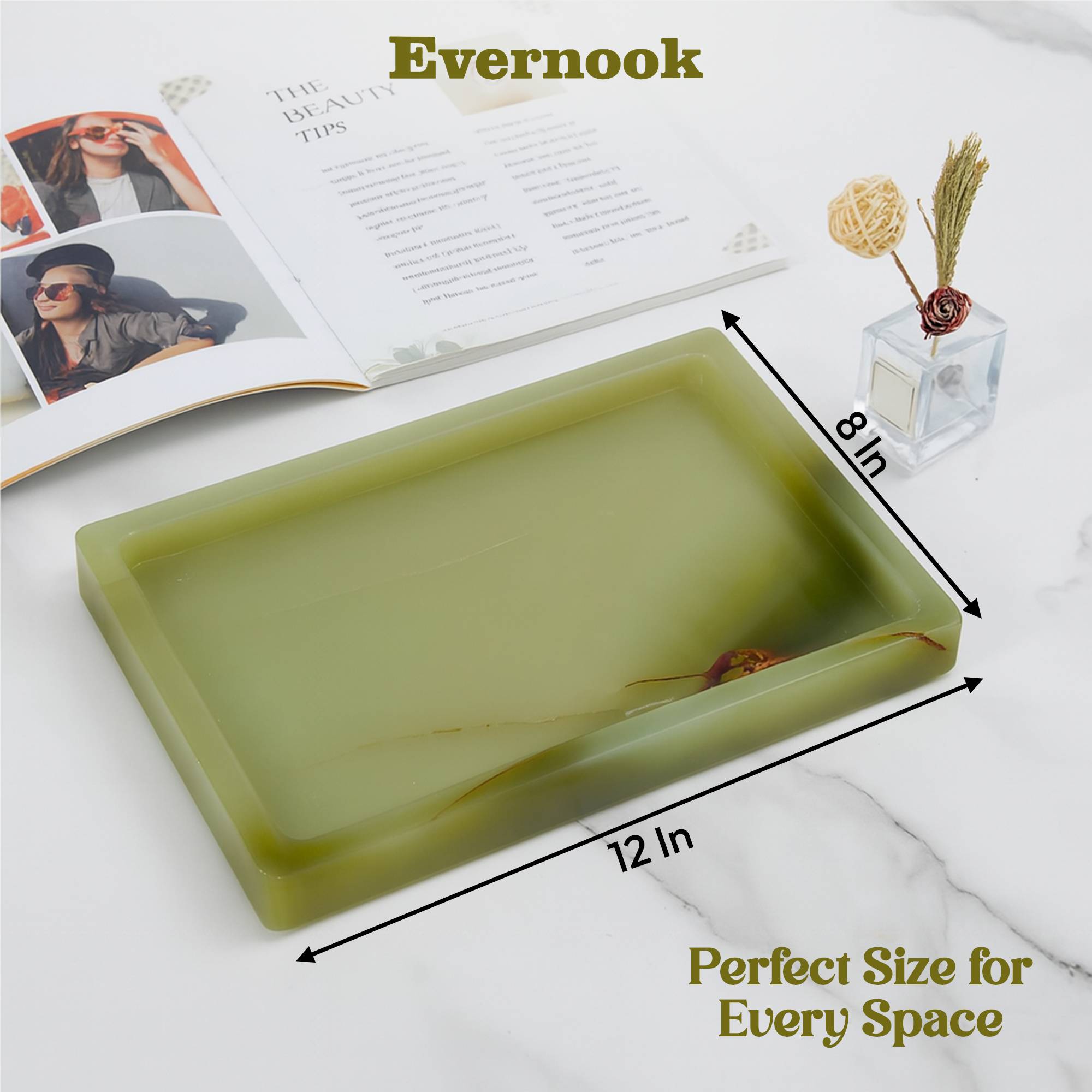 Olive Green Marble Vanity Multipurpose Tray