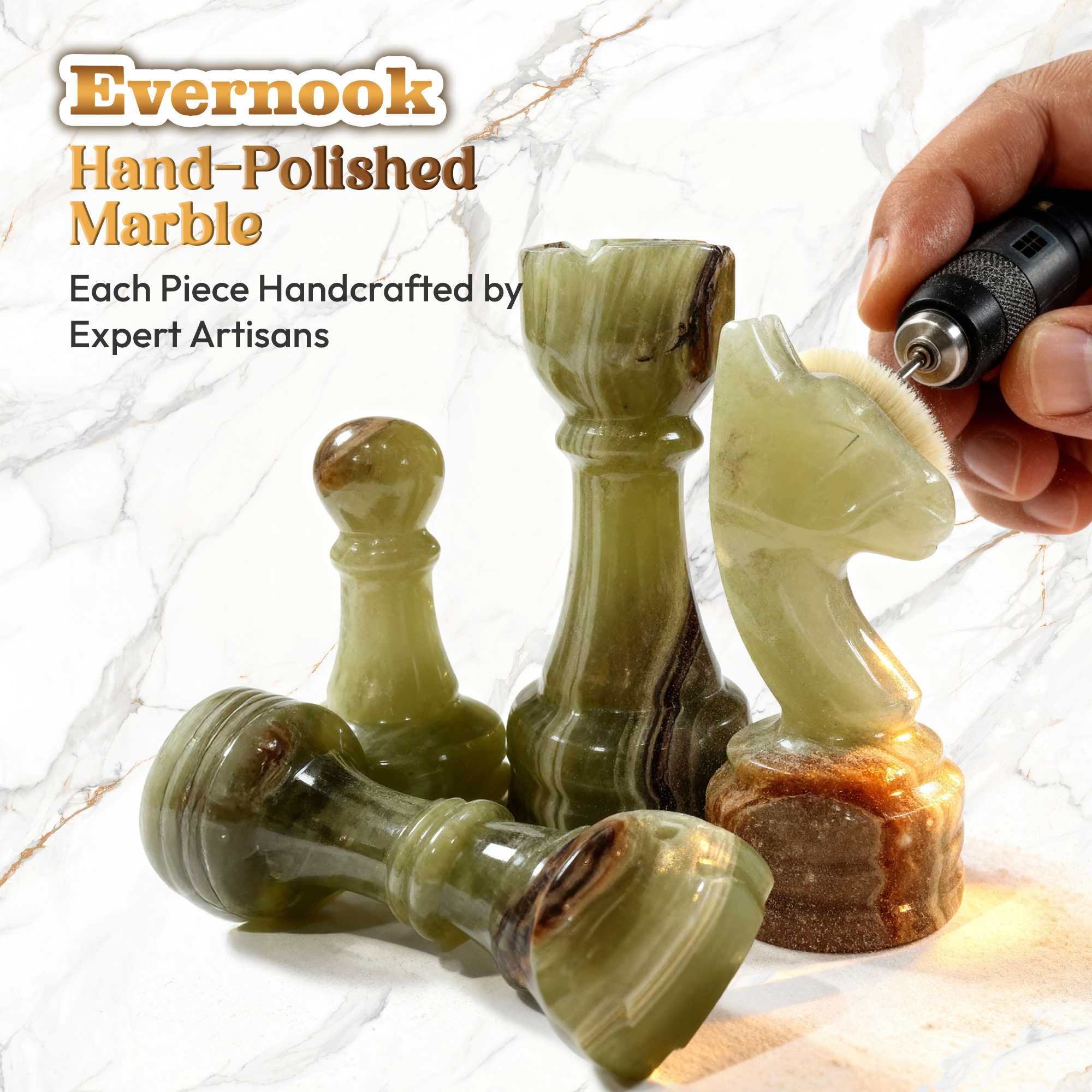 Green & White Marble Chess Set