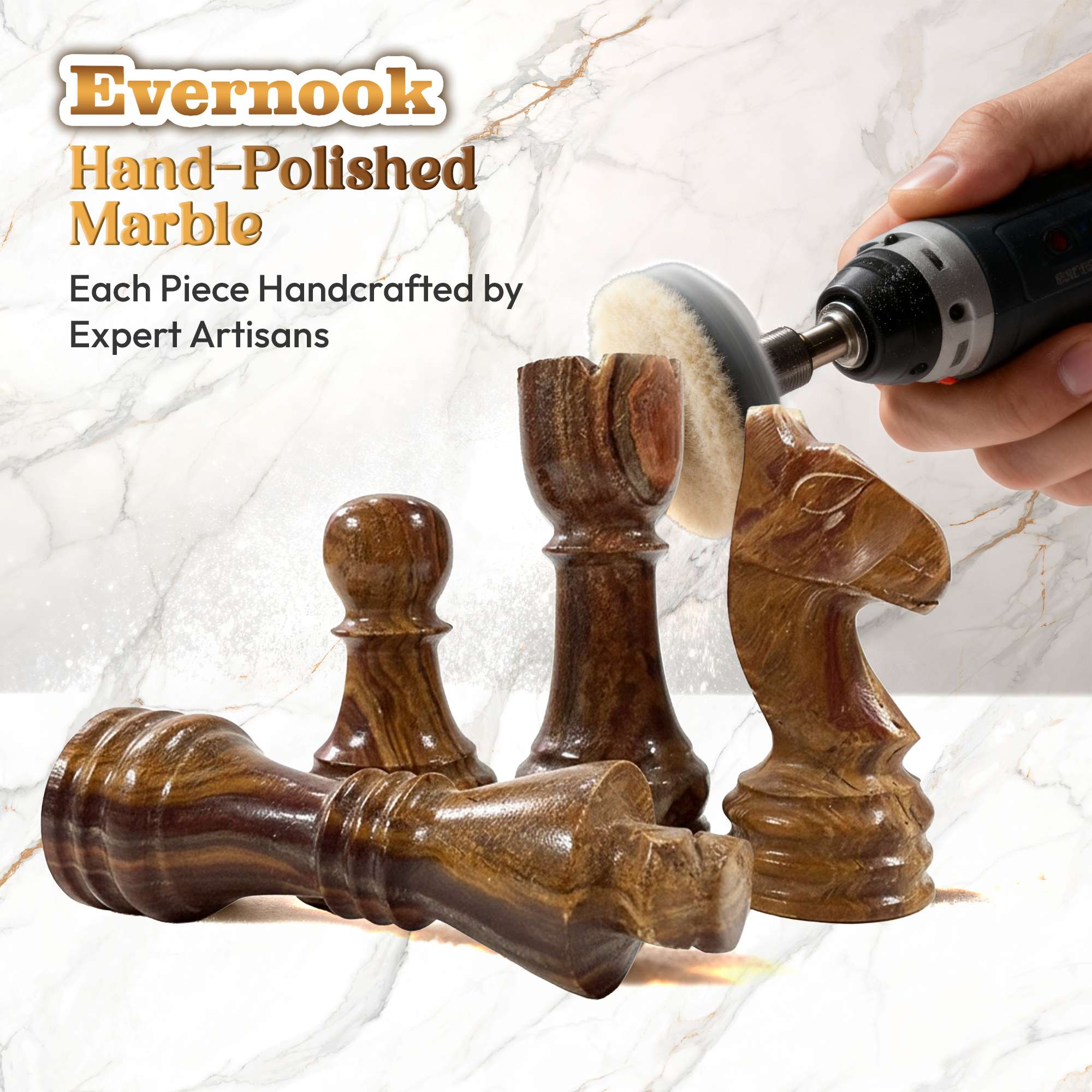 Red & Cream Marble Chess Set