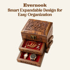 Evernook Hand-Carved 3x4" Wooden Jewelry Box