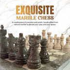 Veined Onyx & Cream Marble Chess Set