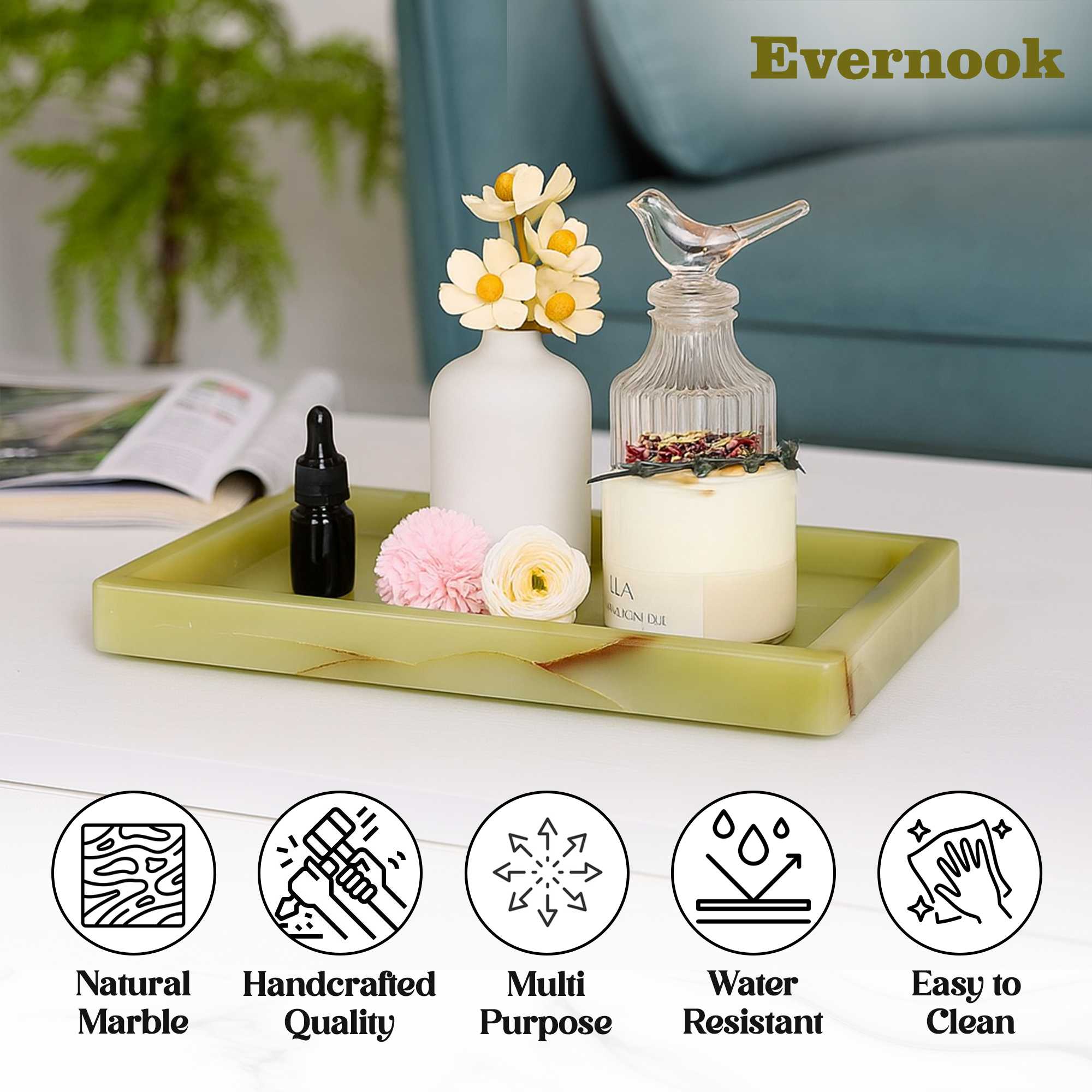 Olive Green Marble Vanity Multipurpose Tray