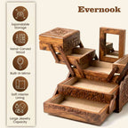 Evernook 4x8" Hand-Carved Cantilever Jewelry Chest