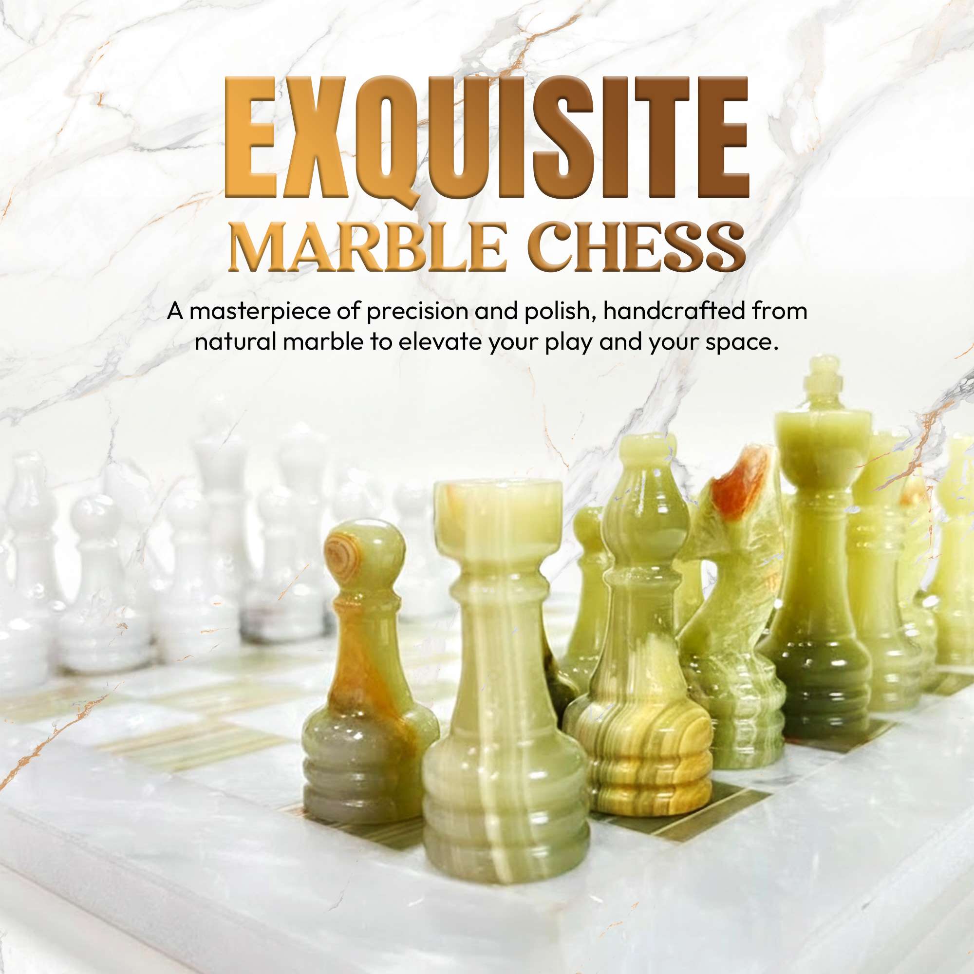 White & Green Marble Chess Set
