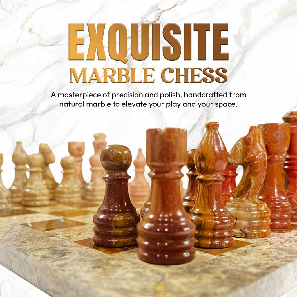 Cream & Rose Marble Chess Set