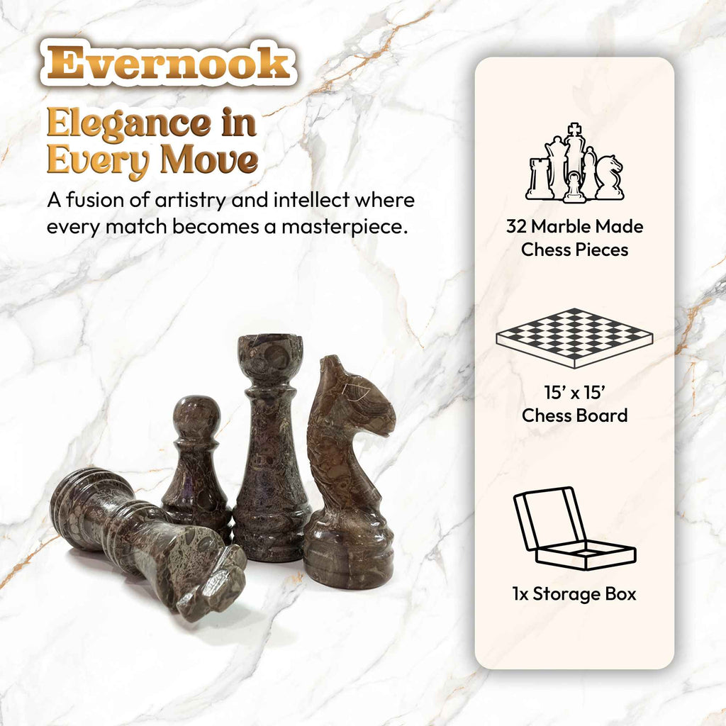 Veined Onyx & Cream Marble Chess Set