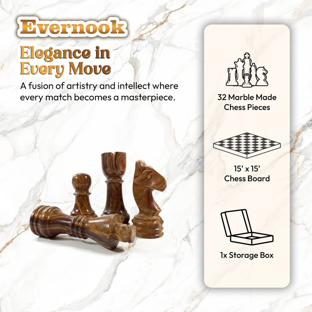 Red & Cream Marble Chess Set