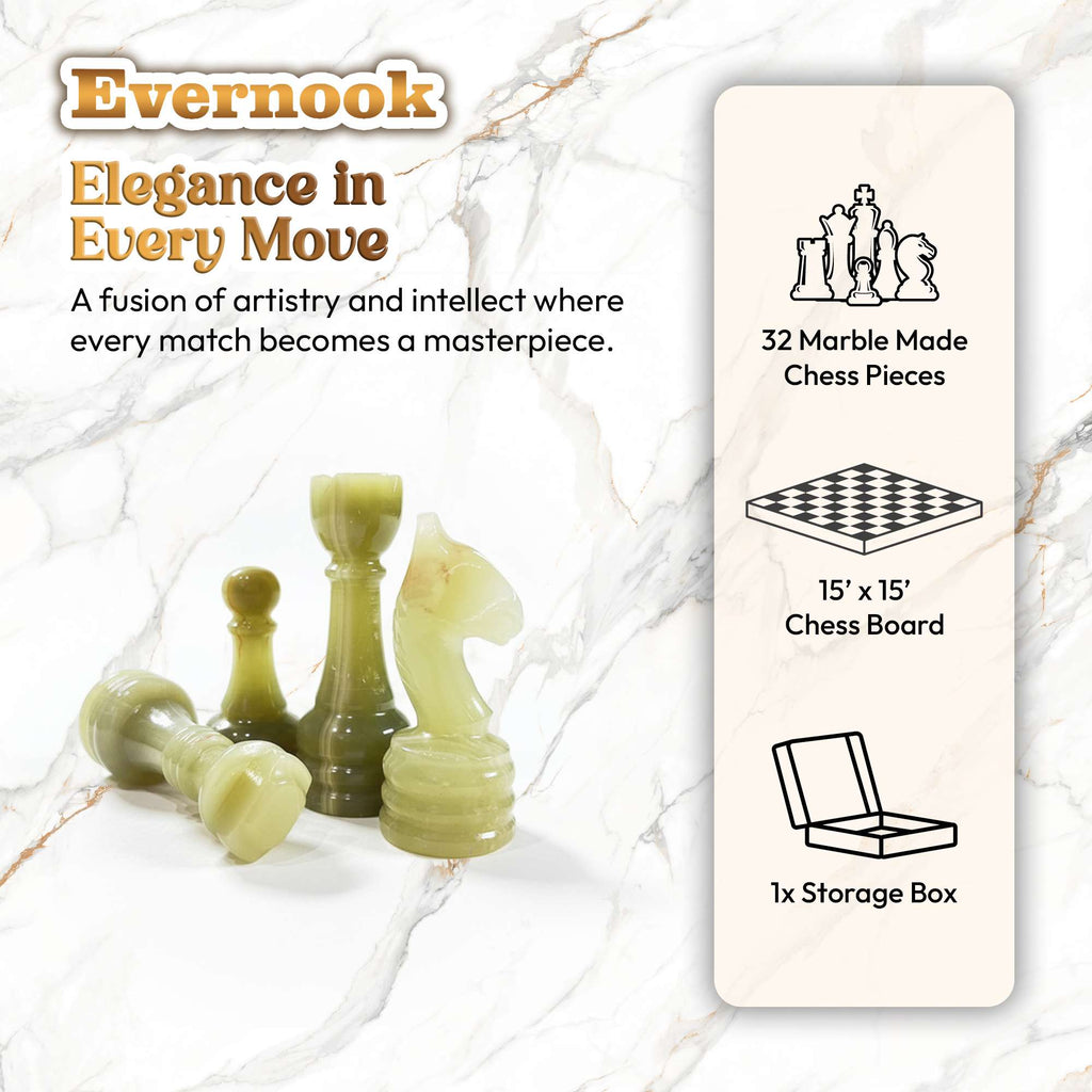 White & Green Marble Chess Set
