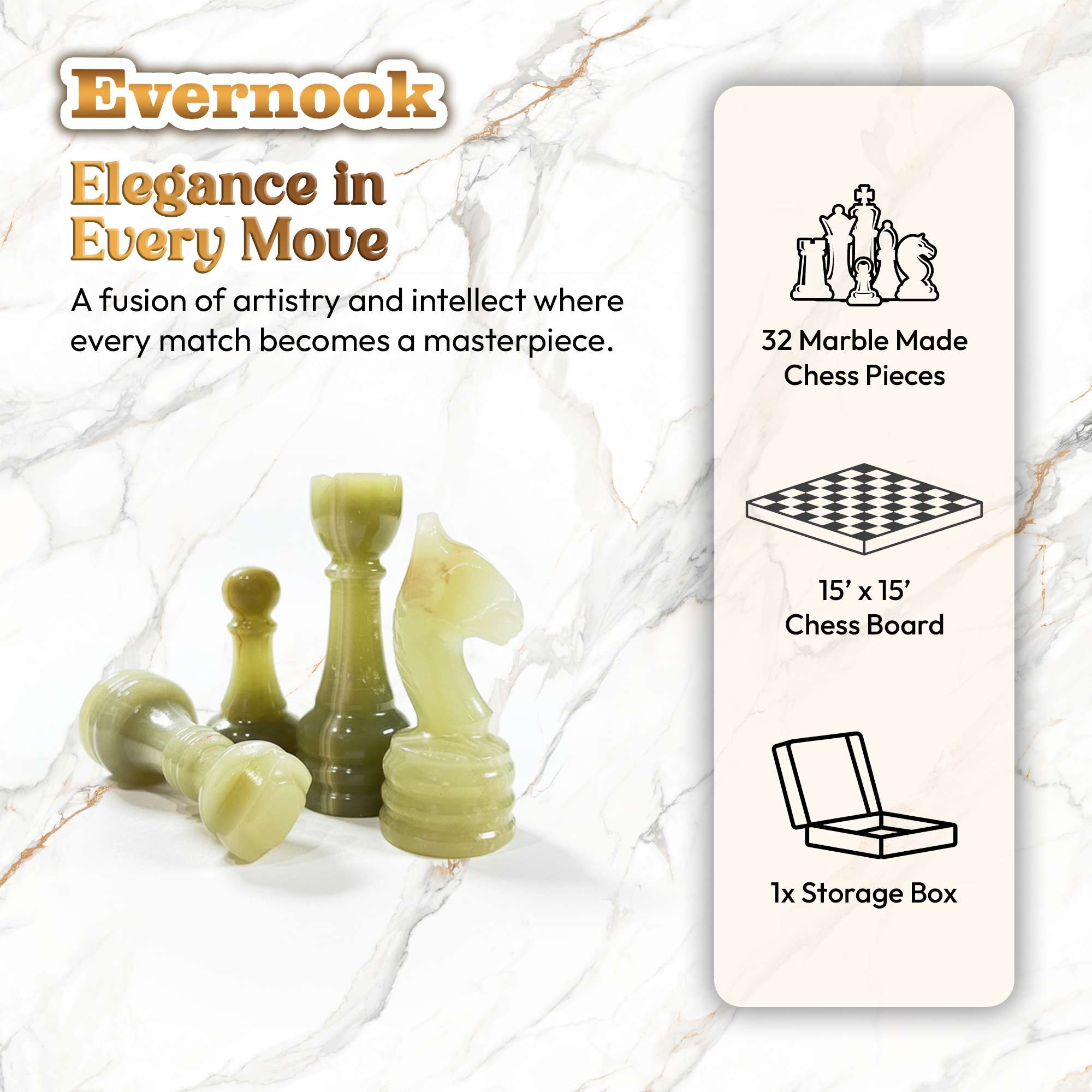 White & Green Marble Chess Set