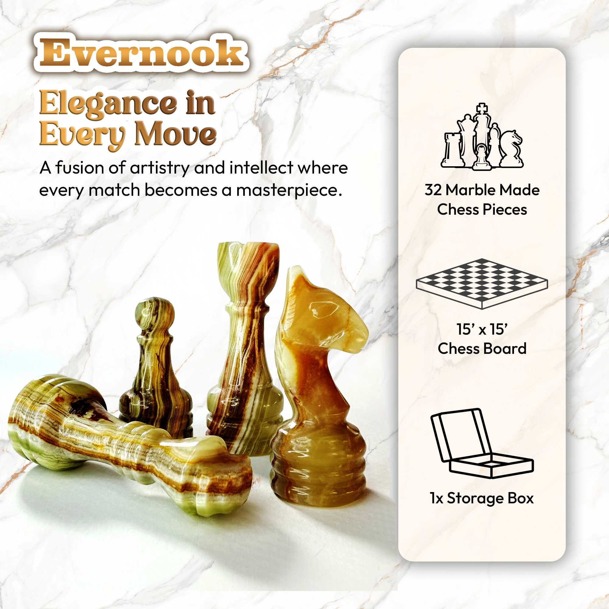 Green & White Marble Chess Set