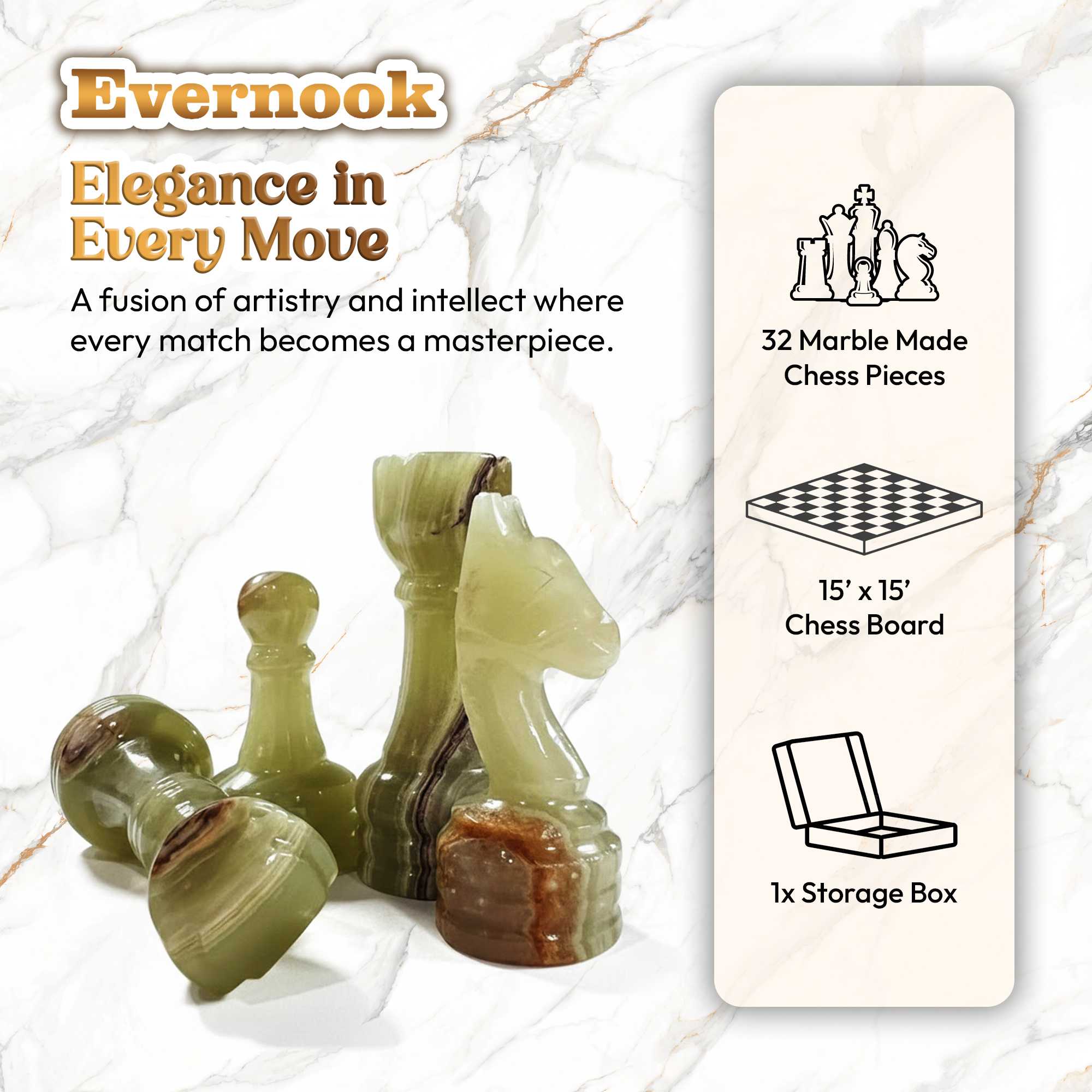 Black & Green Marble Chess Set