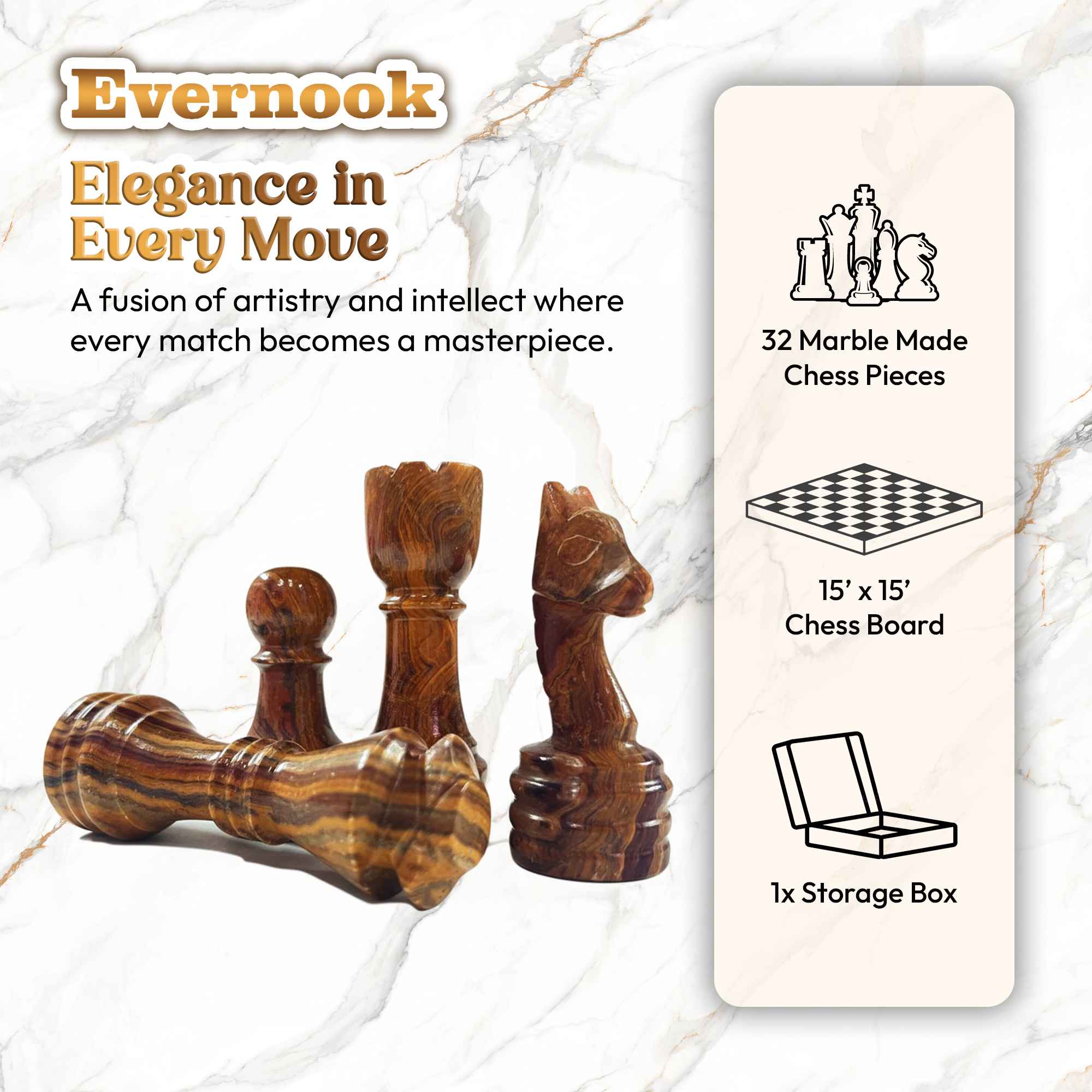 White & Rose Marble Chess Set