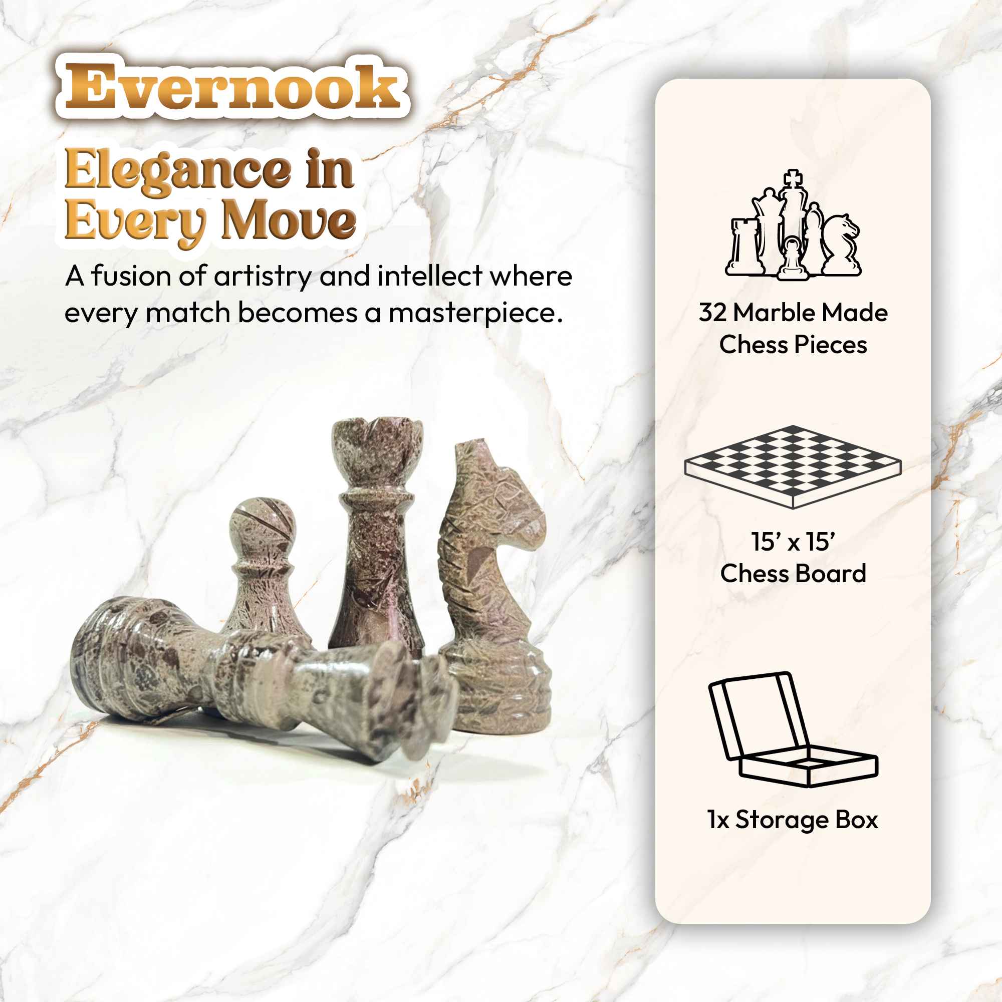 White Onyx & Cream Marble Chess Set