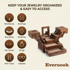 Evernook 4x8" Hand-Carved Cantilever Jewelry Chest