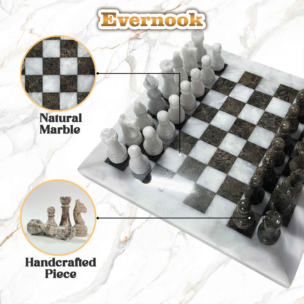 White Onyx & Cream Marble Chess Set