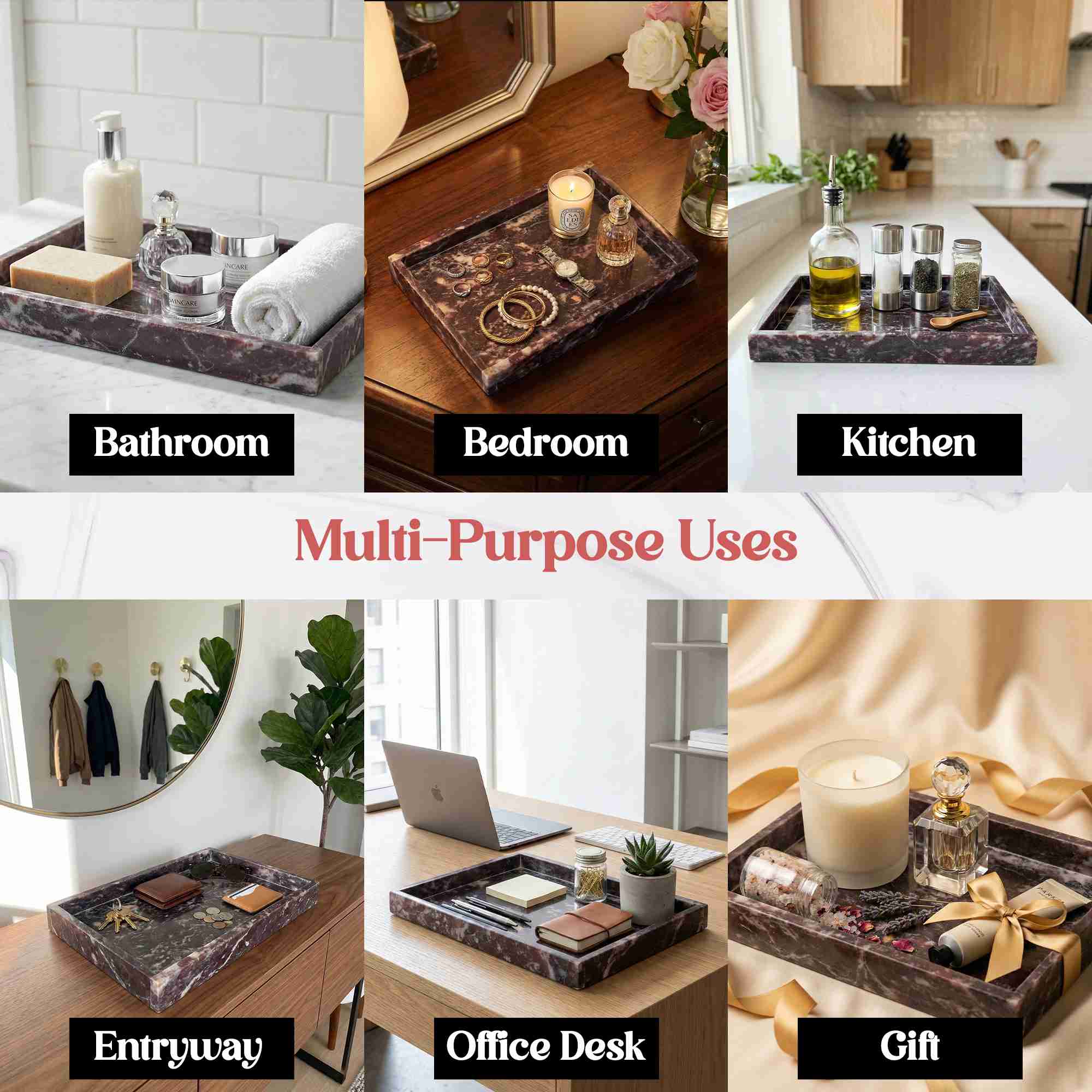 Deep Red Marble Vanity Multipurpose Tray