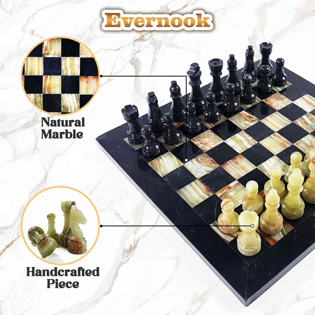 Black & Green Marble Chess Set