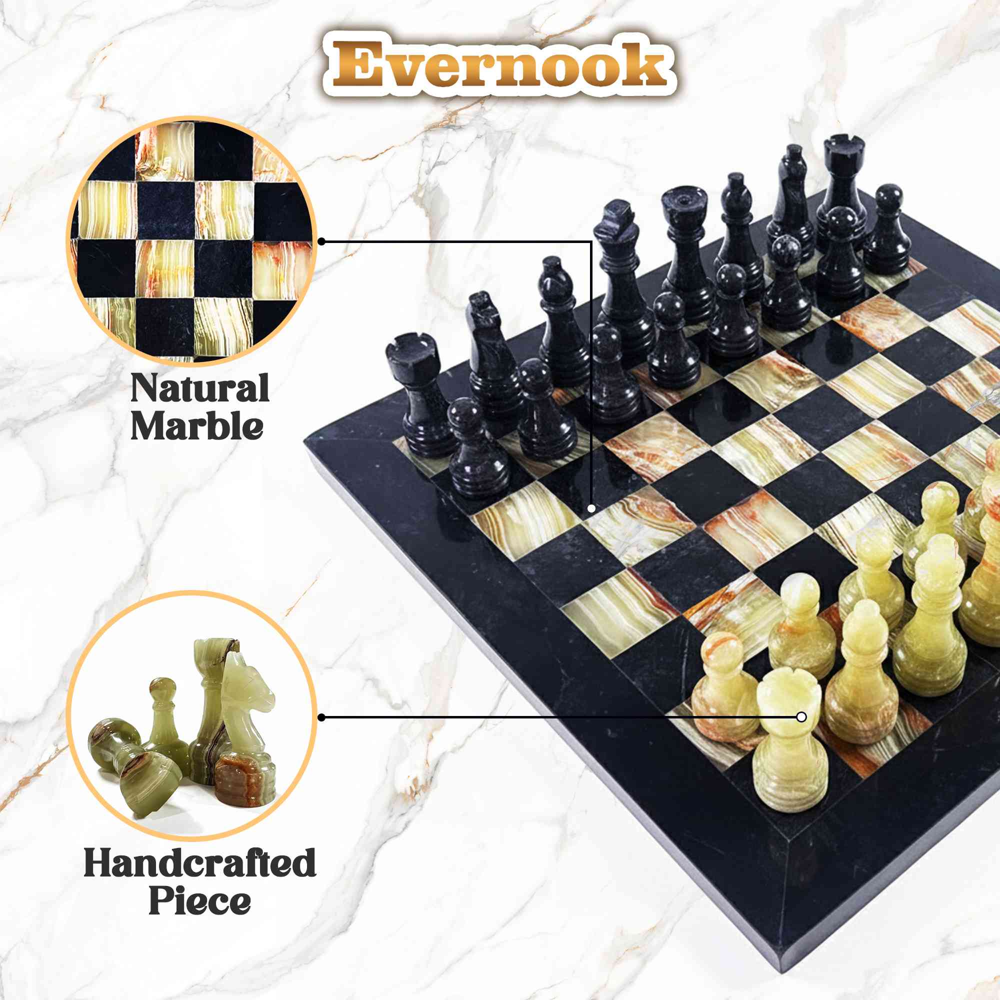 Black & Green Marble Chess Set