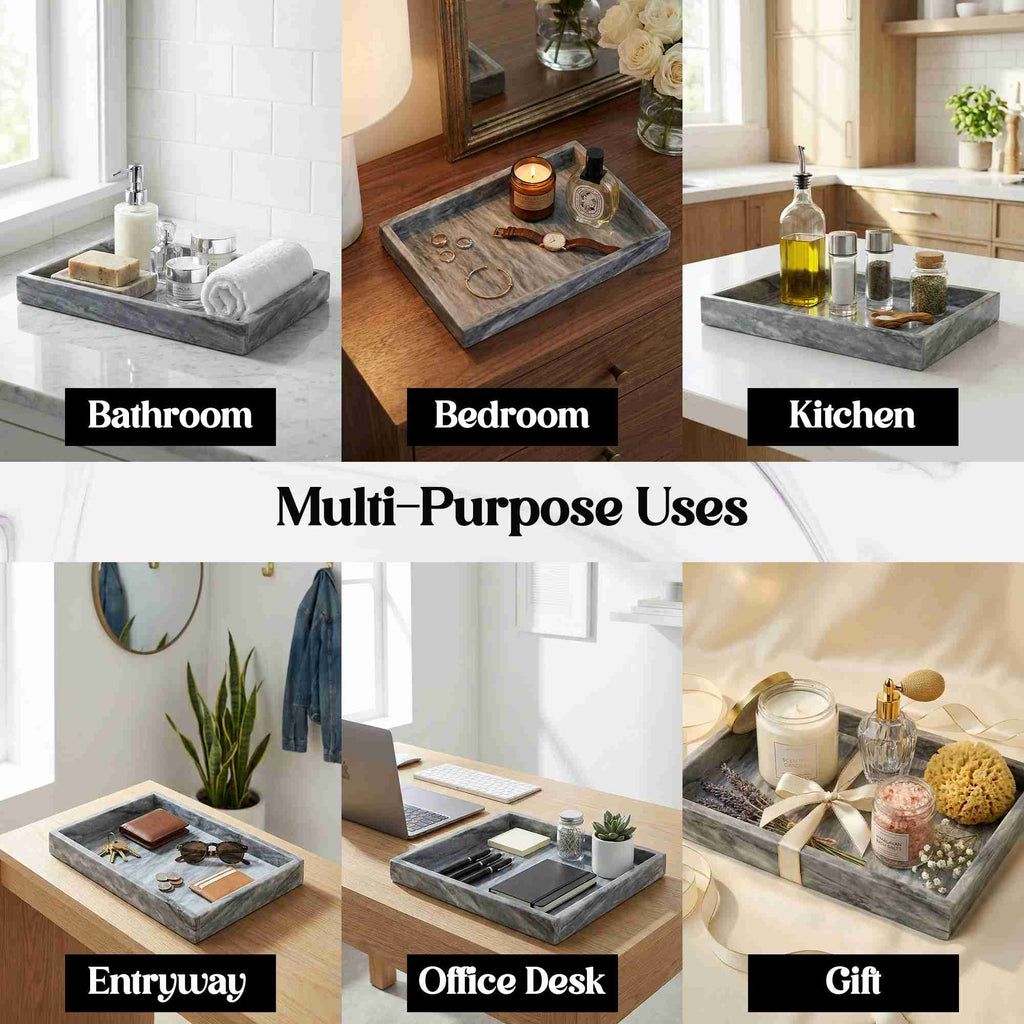 Grey Marble Vanity Multipurpose Tray