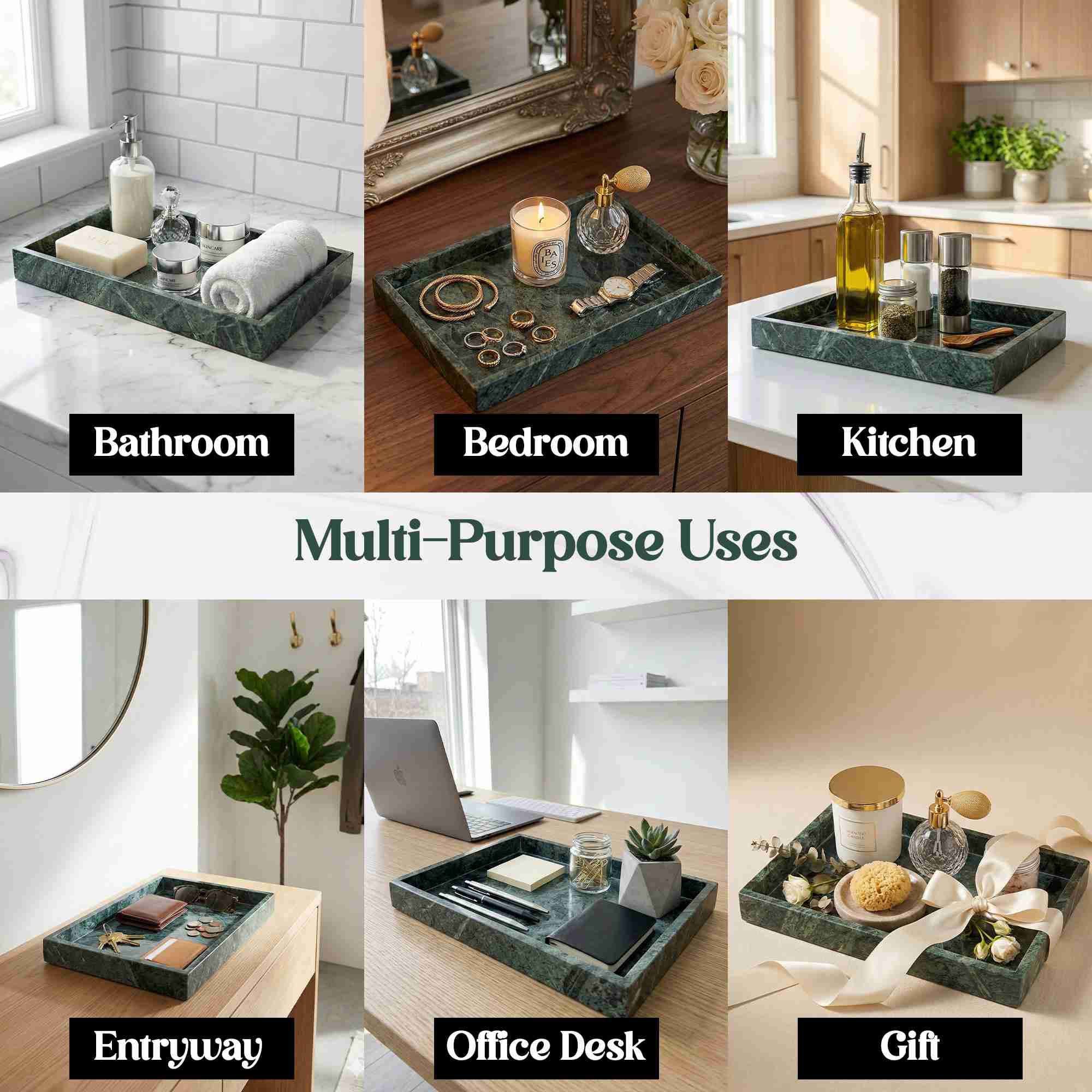 Deep Green Marble Vanity Multipurpose Tray