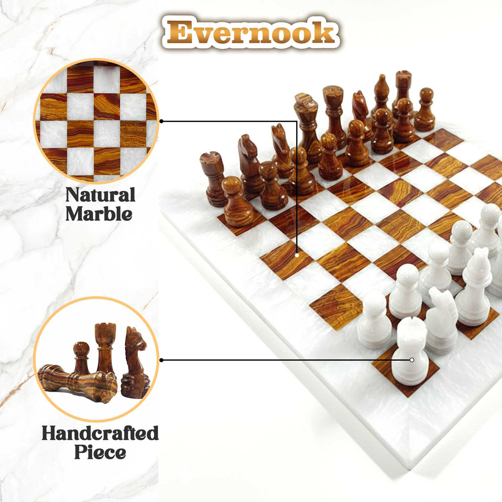 White & Rose Marble Chess Set