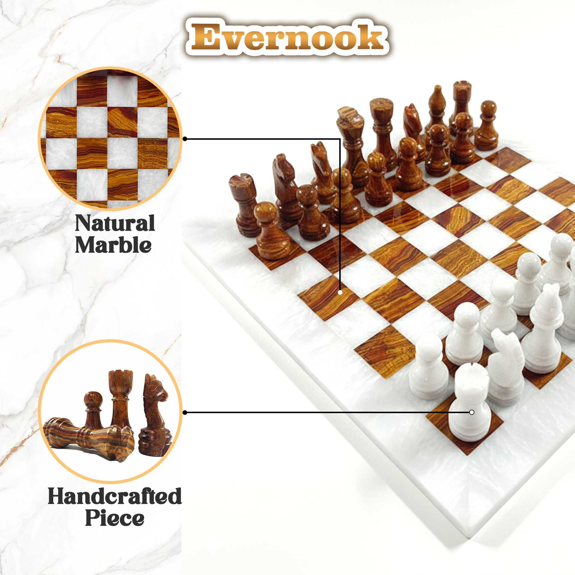 White & Rose Marble Chess Set