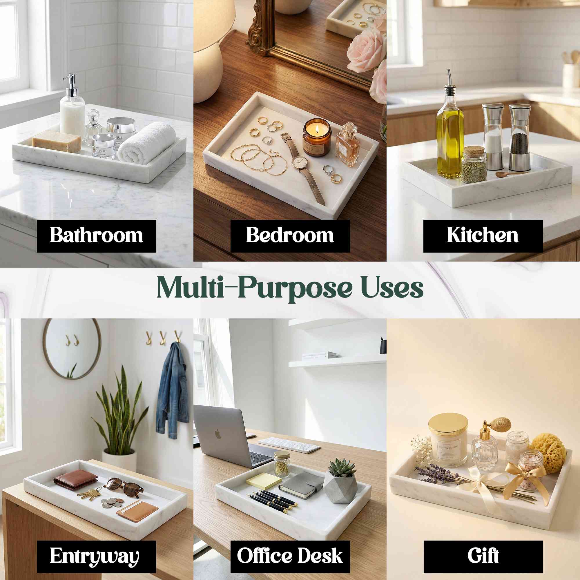 White Marble Vanity Multipurpose Tray