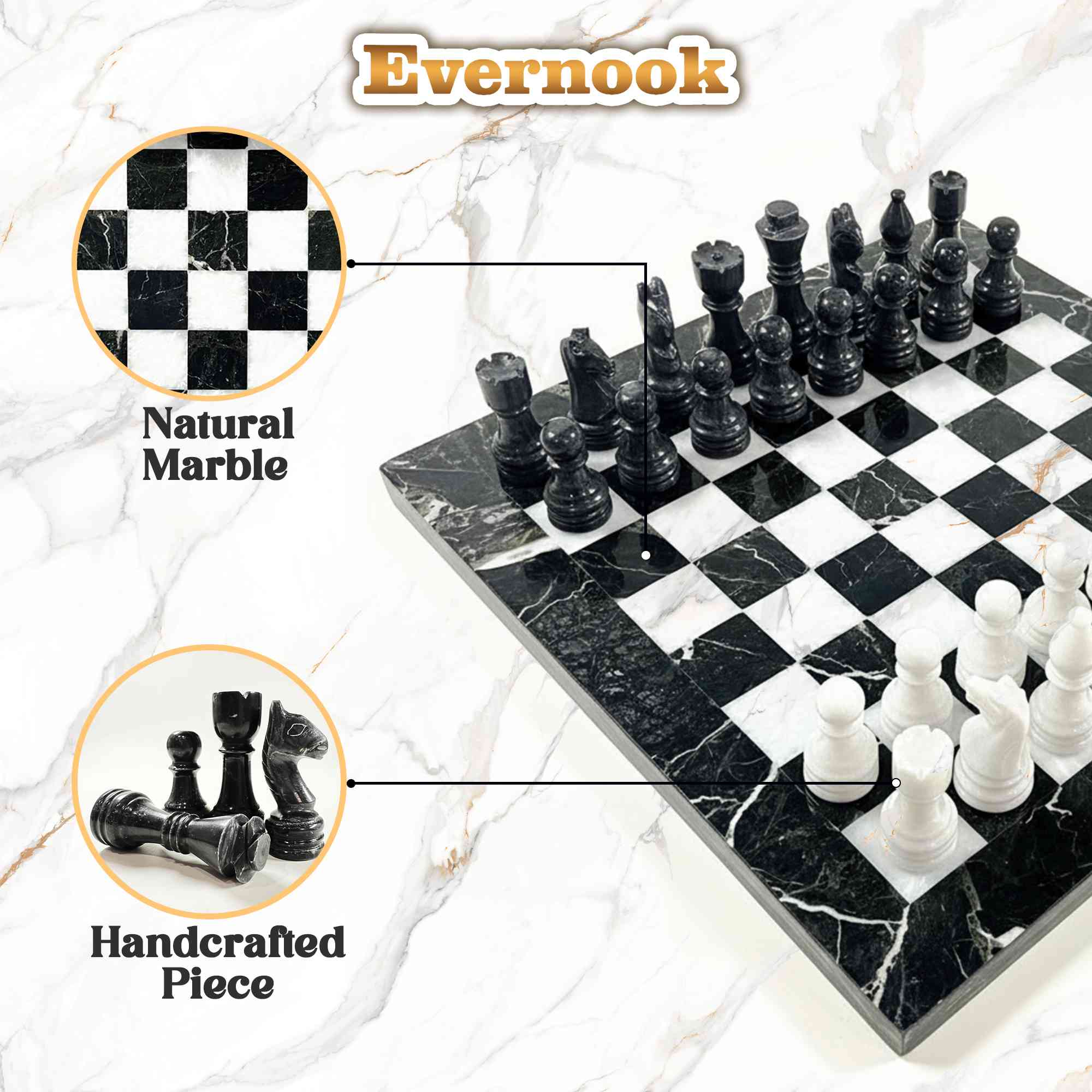Black & White Marble Chess Set