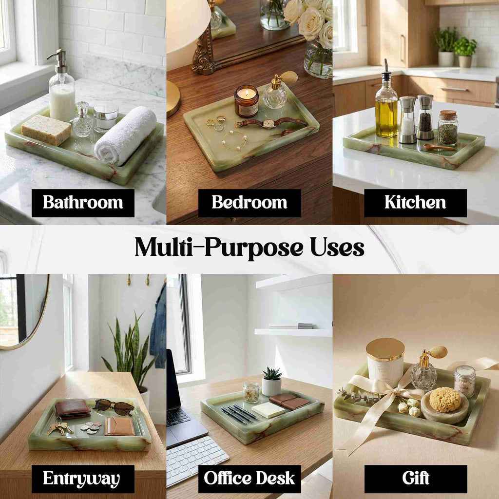 Olive Green Marble Vanity Multipurpose Tray