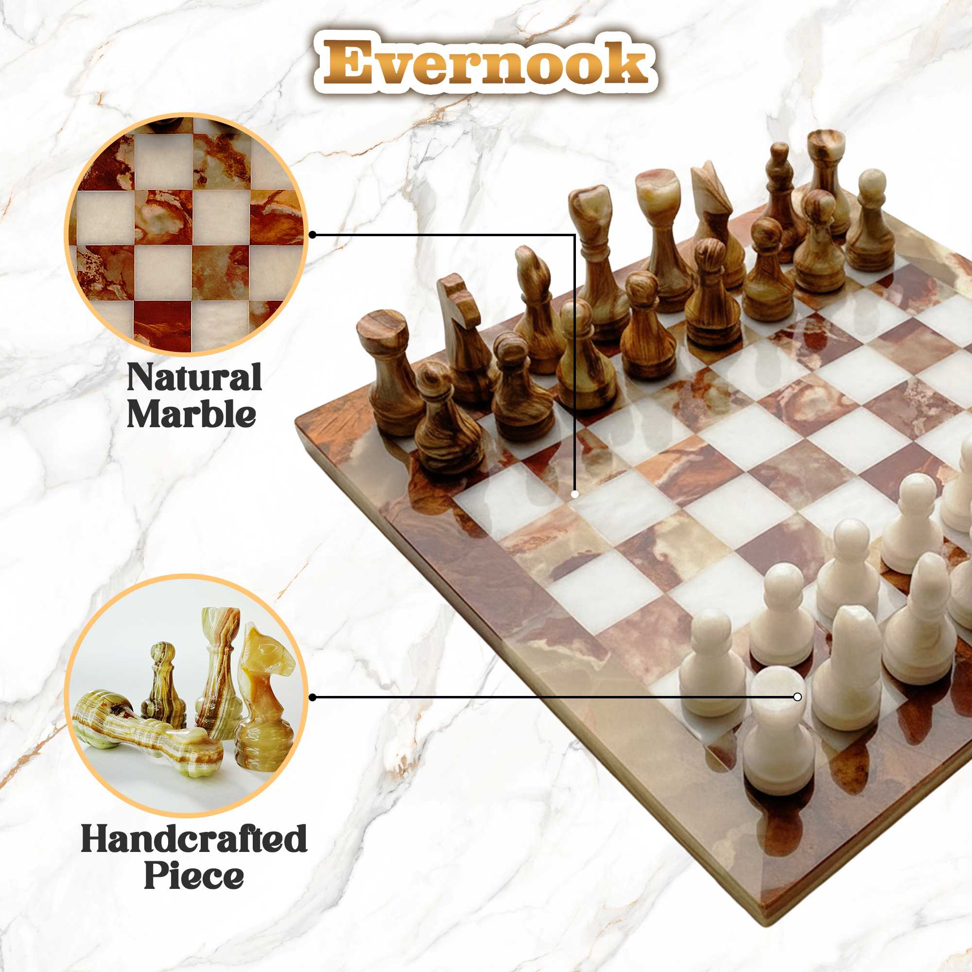 Green & White Marble Chess Set