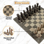 Veined Onyx & Cream Marble Chess Set