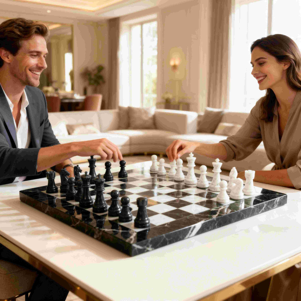 Black & White Marble Chess Set