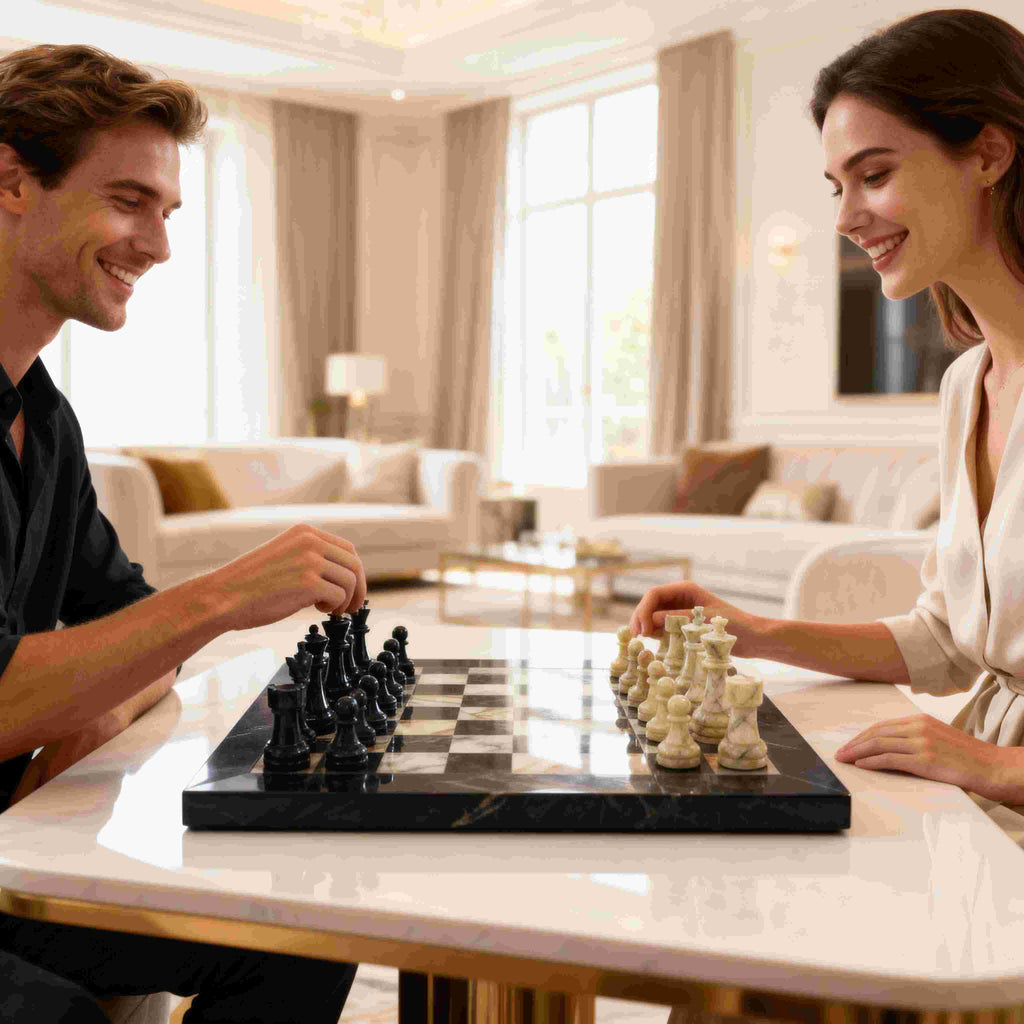 Black & Green Marble Chess Set