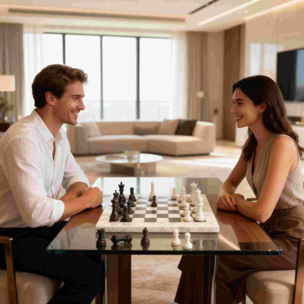 White Onyx & Cream Marble Chess Set