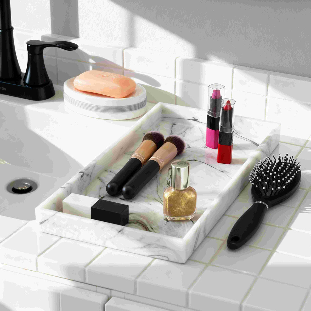 White Marble Vanity Multipurpose Tray