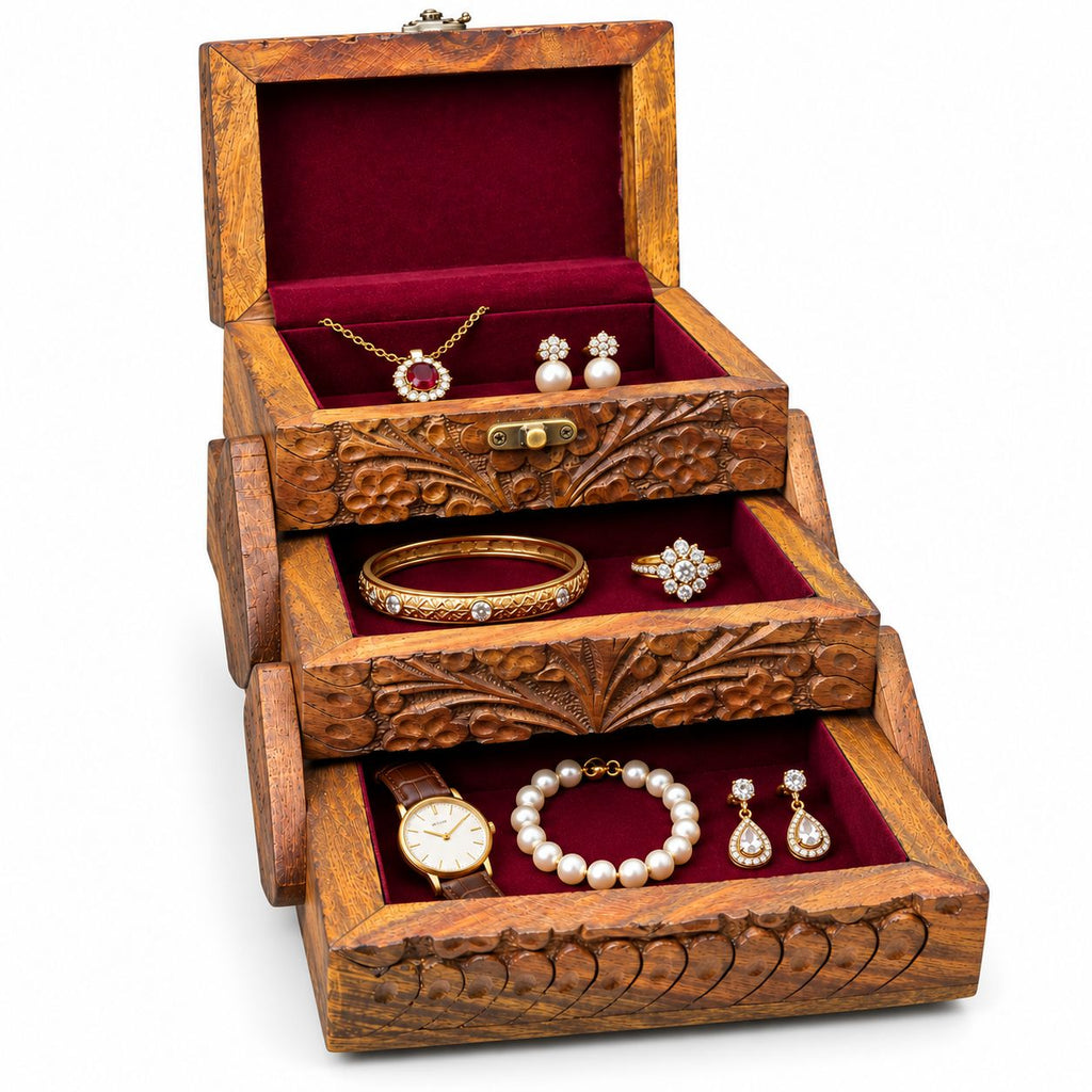 3-Layer Jewelry Box – Elegant Multi-Level Jewelry Organizer & Storage Case