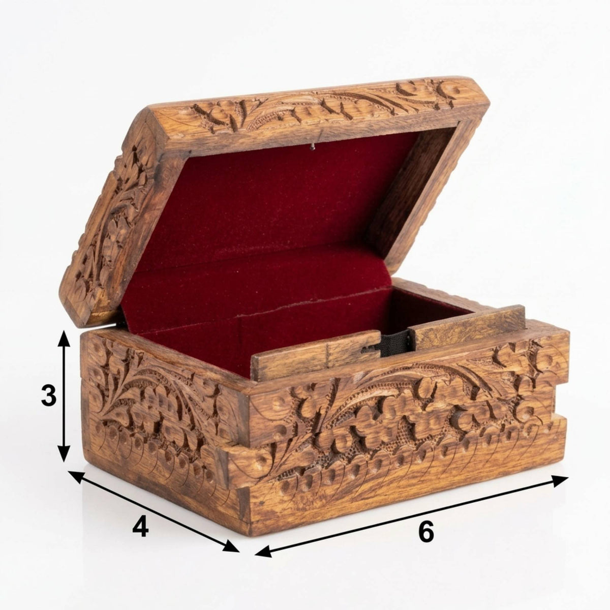 Handmade Carved Wooden Secret Lock Box